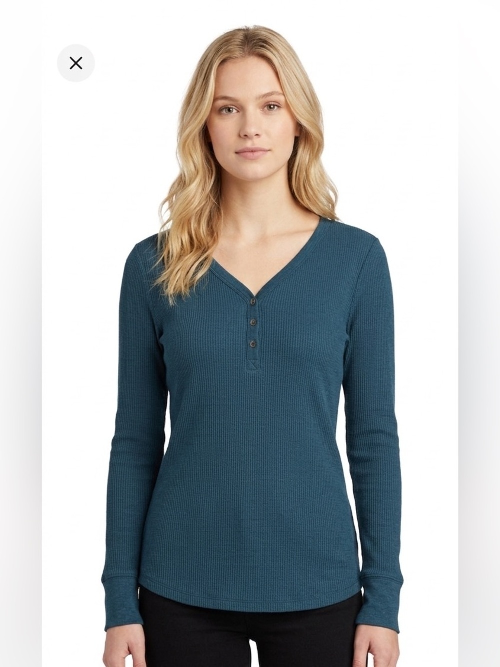 Time and Tru Green waffle knit thermal long sleeve top size extra large
